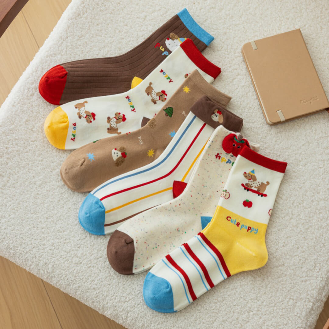 Black & White Bear Crew Socks