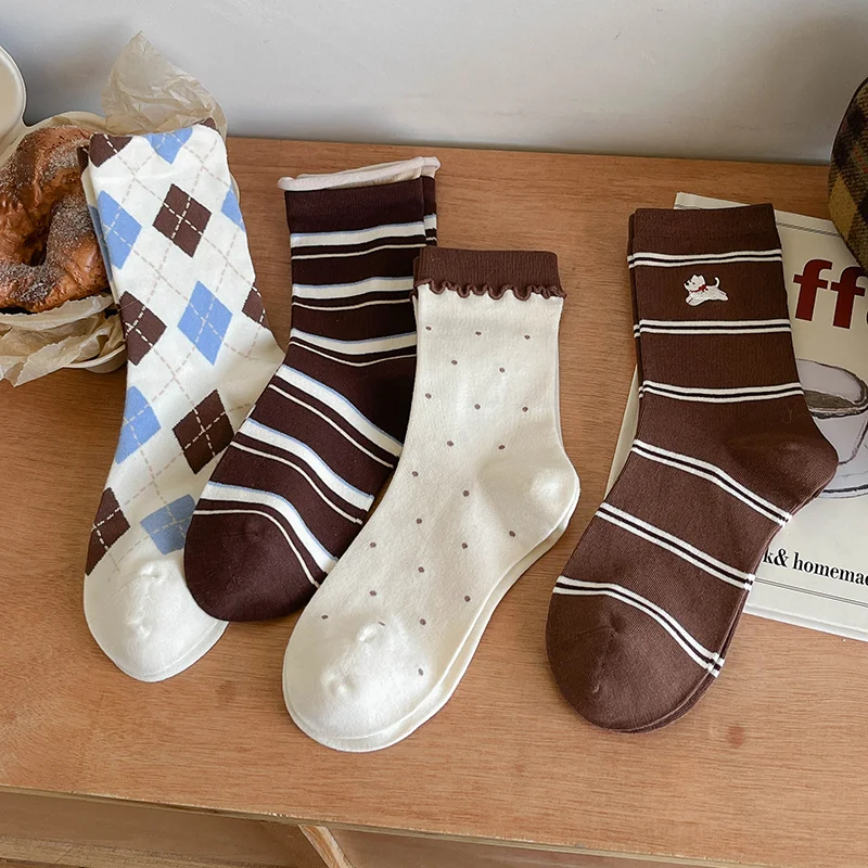 Butter Canelé Puppy Crew Socks (Coffee)