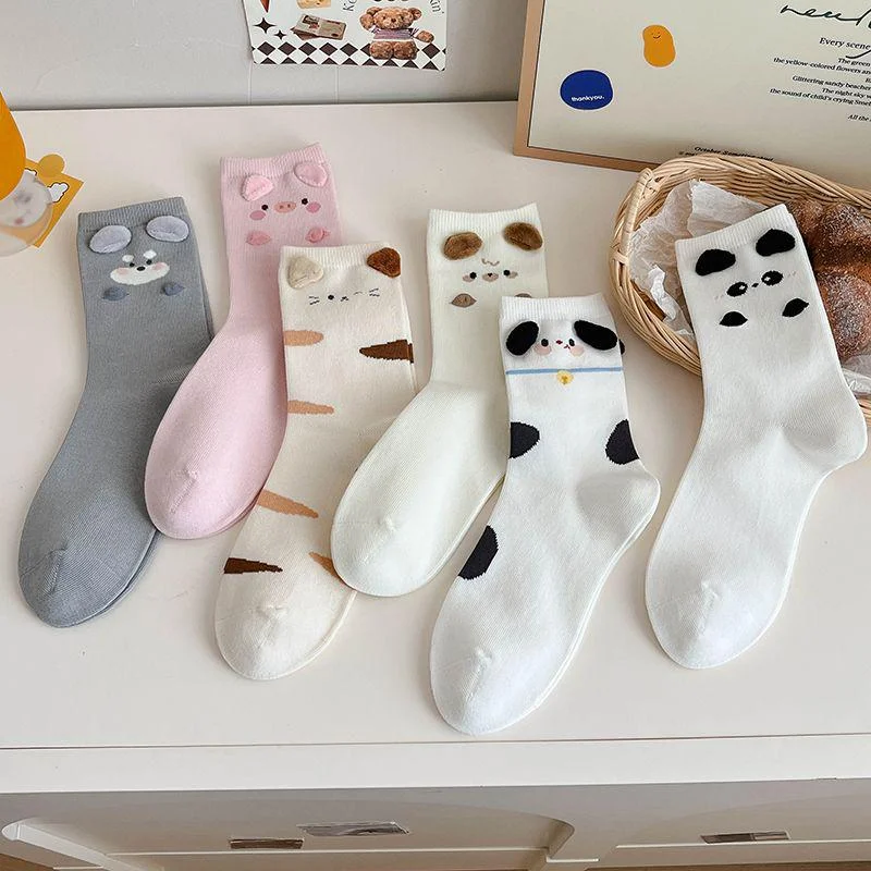 3D Ear Animal Crew Socks